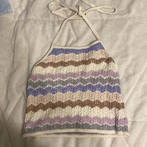Multicolor Crochet American Eagle Halter Top
